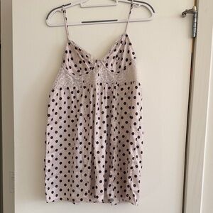 Free People Cream and Black Polka Dot Mini Dress